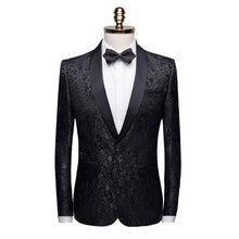 Load image into Gallery viewer, Wine Red Floral Jacquard One Button Suit Jacket Male Shawl Collar Slim Fit Mens Blazers Party Wedding Prom Tuxedo Blazer Hombre