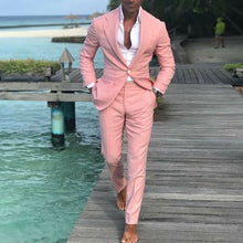 Load image into Gallery viewer, 2019 Pink Slim Fit Latest Men Suit Summer Leisure Wedding Tuxedo 2 Pieces Men Suits Prom Business Blazer Pant Suit Costume Homme